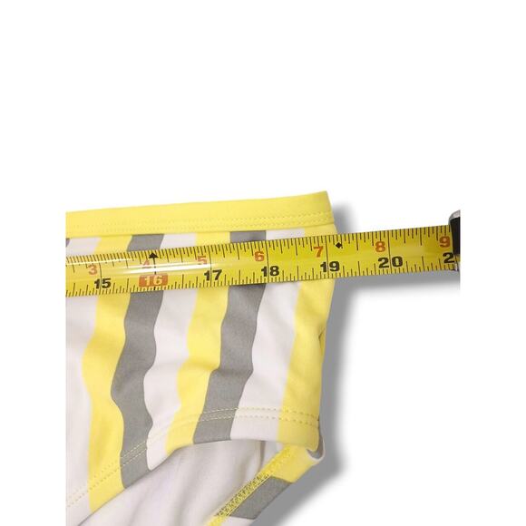 Kona Sol  2pc Bikini Plus Size 1X Yellow Gray White Striped Triangle Swim Beach - Picture 8 of 14